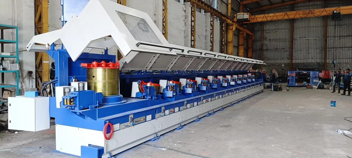 Straight-line drawing line with safety hoods